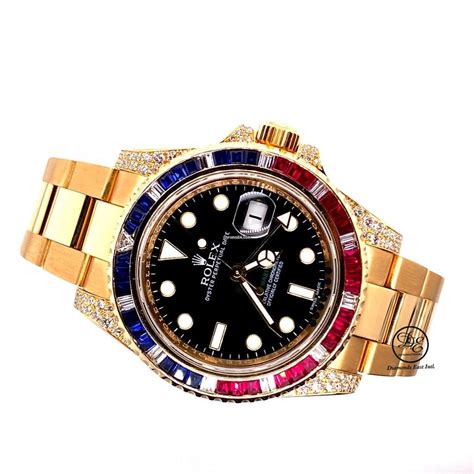 rolex gmt master yellow crown|Rolex GMT Master pepsi bezel.